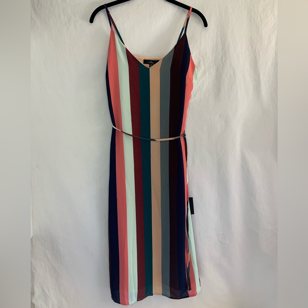 Nwt Lulu’s Erina Mauve Multi Stripe Belted Midi S… - image 4